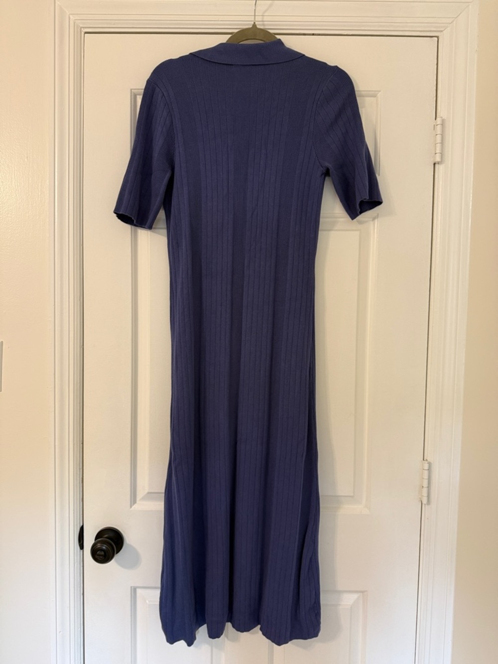 Cyrus Ribbed Button-Front Maxi Dress - Blue - Picture 3 of 4